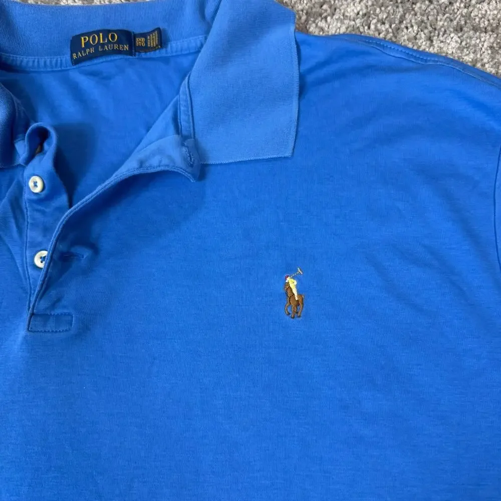 Polo Ralph Lauren Polo Shirt Mens 3XB Blue Casual Pony Golf Modern Pima Soft